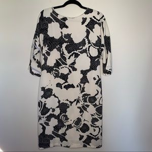 Diane von Furstenberg Maja Two Black White Floral Silk Dress 8
